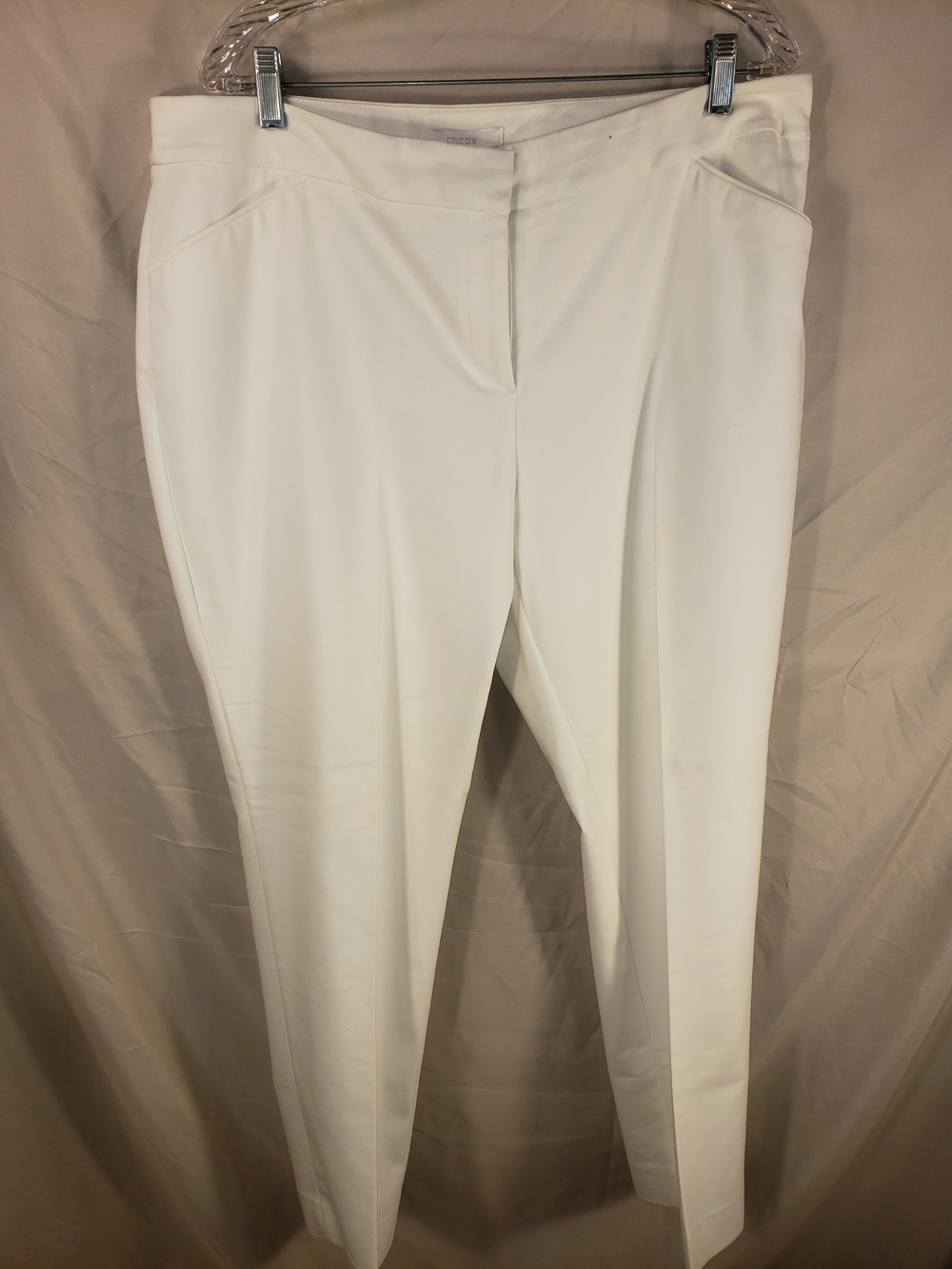 Chico's White Pull-On Knit Trousers